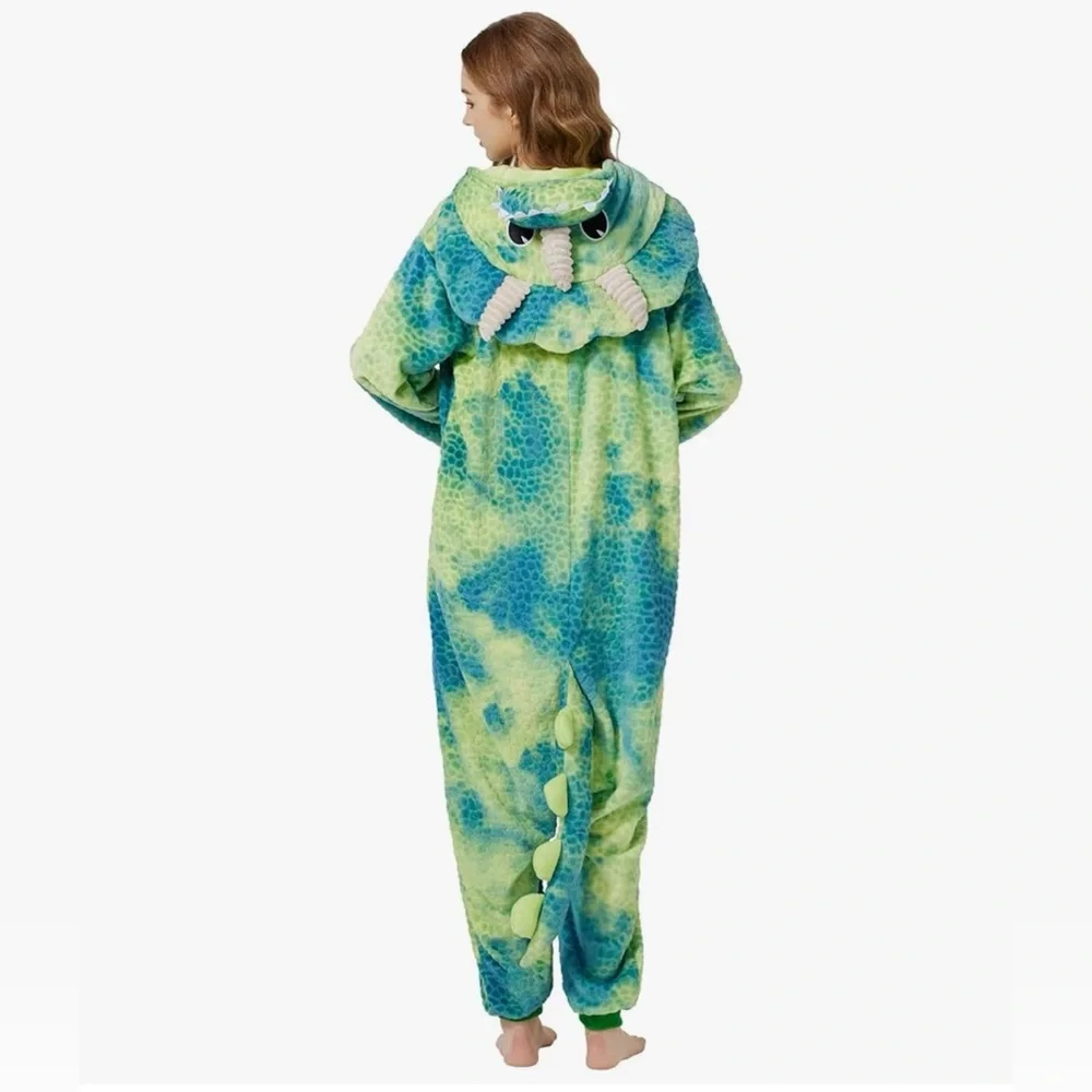 Vibrant Blue and Green Dinosaur Onesie - Picture 2 of 6